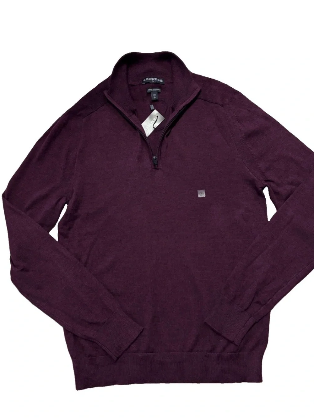 Express Men’s Lightweight Merino Wool Blend 1/2 Zip Burgundy NWT Small